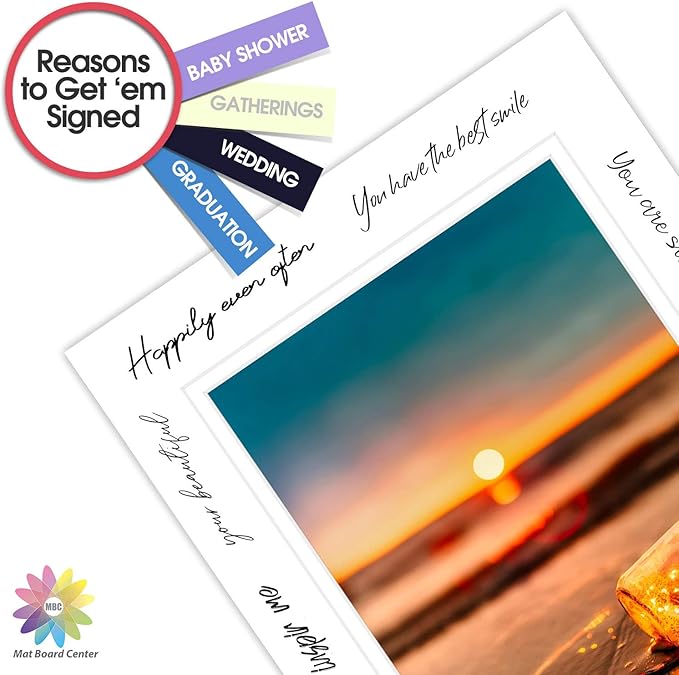 Mat Board Center, Pack of 5, 16x20 for 11x14 Photo Picture Double Mats - Acid Free, 8-ply Thickness, White Core - for Pictures, Photos, Framing (White Over White)