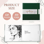 Moinchore Back to School Gifts Square Sketchbook 8 x 8 Inch Hardcover Art Sketch Book Drawing Papers 120 Pages, Mixed Media Journal Notebook with Elastic Closure Sketchbook for Drawing(Green)