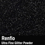 Renfio Ultra Fine Metallic Resin Glitter Powder 2.11 Oz (60g) PET Flakes Crafts Sequins 1/128" Black Glitter Epoxy Chips Flakes for Tumblers Slime Halloween Decorations - Deep Black