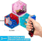 Art3d Hexagon Sensory Fidget Liquid Motion Tiles for Kids, Toddler, Teens - Interactive Soft Gel Liquid Play Mats for Home, Schools, Playrooms, Multi-Pack of 3 Tiles