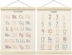 BONETAT Numbers alphabet poster for Nursery Toddlers, Play Room Wall Decor, ABC Wall Chart, Wall Hanging Decor for Toddler Playroom Decor Kids Wall Decor, Wooden Frame Alphabet Banner-A12