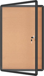 36"x24" Enclosed Bulletin Board, Lockable Weather-Resistant Aluminum Cork Noticeboard for School & Office, Black Frame w/Cork