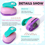 CHENGU 16 Pcs Craft Holes Punch Paper Punchers Scrapbook Punches with Craft Sticker Paper, Round, Star, Square, Heart, Flower, Wave Circle Shape (Flower Style,2 Inch)