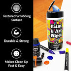 Paint and Art Wipes, Heavy-Duty Cleaner for Paint, Epoxy, Glue, Latex & Acrylic Stains, 2 Pack (50 Wipes Each), Safe for Hands, Brushes, Plastic, Metal, Wood & Floors