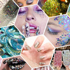 Iridescent Chunky Glitter, 5.64oz/160g Extra Fine Glitter Powder Mixed Chunky PET Flake, Holographic Sequins Bulk for Nail Art, Crafts Painting Festival Decor Slime Tumbler Candle (Purple)