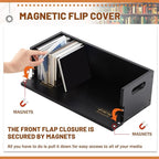 2 Set Wooden CD Storage Box Holder Shelf Cassette Tape Display Racks with Carrying Handles, Organizer Shelf for Movie Cases, DVDs, Each Set Can Store up to 36 Pcs CDs (Black)