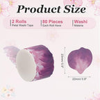 uxcell 2 Rolls Petal Washi Tape, 80 Pieces Floral Decorative Tape Colored Masking Tapes Crafting Supplies for DIY Crafts, Gift Wrapping, Scrapbook, Party Decorations, Small Violet