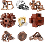 9pcs Difficulty Puzzles Gift for Adults, Teens, and Kids Brain Teaser Puzzles Game Desk Toys