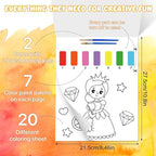 Paint with Water Coloring Books for Kids,Princess Art Craft Kit No Mess Water Color Painting Sets for Kids Ages 4-8,Birthday Gifts Travel Toy Crafts Supplies Kits for Girls Boys Drawing with 2 Brushes