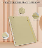 Graph Paper Notebook, Spiral Notebook Journal 8.5” x 11”, A4 Large Grid Notebooks for Women Men, 100 GSM Graph Paper, Plastic Hardcover Spiral Graphing Journals for Work School Engineerin, Yellow