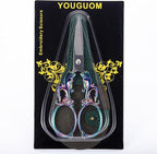 Crafting Scissors, 5.3in Sharp Multipurpose Fabric Scissors with Sheath, Arts Sewing Quilting Office Home School Paper Cutting Shears, Rainbow Large Handles