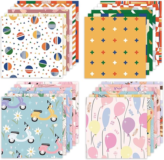 48 Sheets 24 Designs Scrapbook Paper Pad, 6"×6" Single-Sided Decopodge Craft Cardstock Paper,Scrapbooking DIY Decorative Background Cardmaking Supplies.Sweet Love&Cartoon