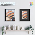 Mat Board Center, Pack of 50, 8x10 for 5x7 Black Picture Mat Sets - Acid Free, 4-ply Thickness, Bevel Pre-Cut White Core - Includes Backing Boards and Clear Bags - for Pictures, Photos, Framing