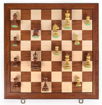 AMEROUS 20'' x 20'' Wooden Chess Set with High Polymer Weighted Chess Pieces / 3.75'' King / 2 Extra Queens/Larger Size Folding Board, Chess Board Game for Adults