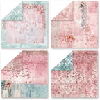 Pink Lace Scrapbook Paper Vintage Flower Pattern Papers Pad 12×12,24 Sheets Double-Sided Bobo Floral Scrapbooking CardStock Paper Pad for Holiday Cardmaking DIY Origami Papers.