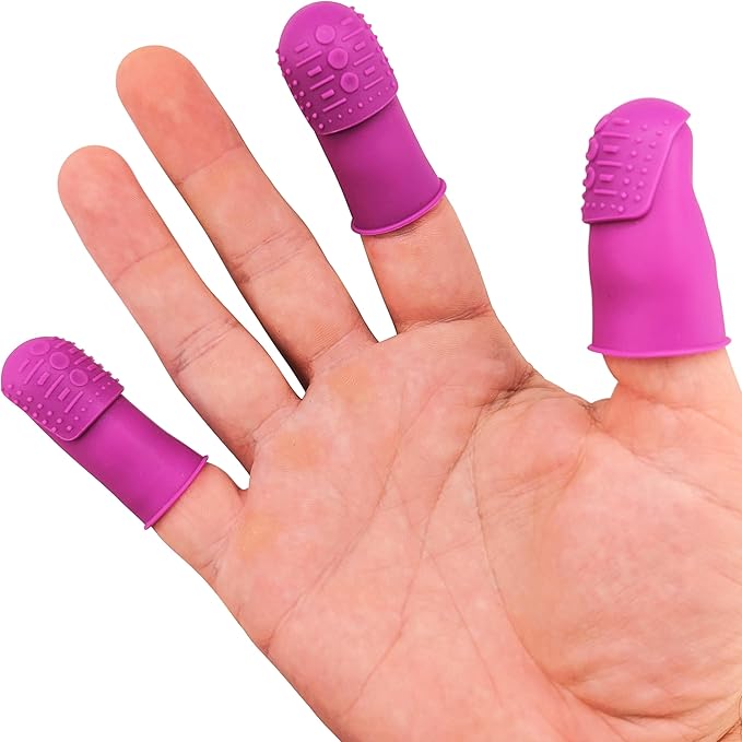 Comfortable Soft Thimble | THIK-Grip Edition | Small (1) - Medium (1) - Large (1) | Set of Large Sturdy Sewing Needles with Holder (1)