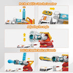 Dwi Dowellin Truck Toys for Kids, 28" Large Car Toys Include 4 Racing Cars+6 Ball, with Light & Sounds, Eejection&Shooting Transport Cars Toy, Gifts for Boys Girls-RED