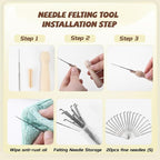 NFAMRZCAR Needle Felting Mat,10x10x1.5 Inch Thick and Firm Needle Felting Pad Natural Wool Mat with 20 Needle 1 Clean Cloth,Clear Instruction