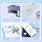 20 Sheets Printable Holographic Sticker Paper,11 x 8.5 Inches Printable Waterproof Paper Rainbow Vinyl Sticker Paper for Inkjet or Laser Printer（Laser starry sky）