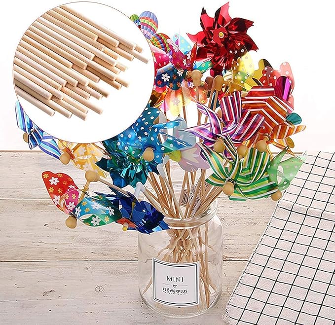 HOPELF 25PCS Dowel Rods Wood Sticks Wooden Dowel Rods - 1/4 x 36 Inch Bamboo Sticks - for Crafts，Hardwood Dowel Rod Assortment，Wooden Rod Sticks Doweling Rods，DIYers.