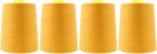 Mandala Crafts 4 Pack of Serger Threads Cones Spools - 20S/2 24000 Yards Polyester Mustard Yellow Threads for Sergers Machine and Overlock Quilting Sewing Machine