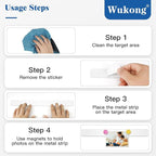 Wukong 10 Pack | 30x3cm(11.81 x 1.18) Magnetic Stainless White Boards Strips, Adhesive Backing Bulletin Bar Board, Memo Board with 32Pcs Colorful Magnets for Office, Home, Photo Wall, Documents
