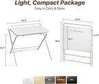 Huuger Folding Desk with 3-Level Adjustable Height and Tablet Slot, 24 Inch Foldable Computer Desk for Small Spaces, Space Saving, Writing Work Table for Home Office, Bedroom, Study, White