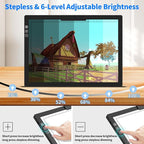 HIUKCOLED Rechargeable A4 Light Pad, Battery Powered Light Board with Top Clip＆Stand, Stepless Dimmable＆6-Level Brightness Adjustable, Wireless LED Tracing Box for Diamond Painting,Drawing,Sketching