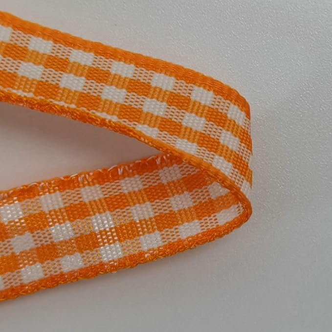 Orange Gingham Plaid Checked Ribbon 25 Yard Each Roll 100% Polyester (3/8", Orange)