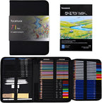 71Pack Drawing Supplies Sketching Kit,Art Supplies for Adults Artists Beginners,Drawing Kit Sketching Pencils with Sketchbook, Colored Watercolor Metallic Graphite Charcoal Pencils