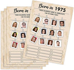 50th Birthday Party Games, Born in 1975 Games, Birthday Party Supplies for Adults, Fun 1975s Party Game，Pack of 30 Cards