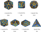 7-Die DND Dice Set Halloween Pattern Polyhedral Dice Set with Leather Bag, Skull Dice D&D Dice Set for RPG Table Games (Halloween Pattern-Blue)
