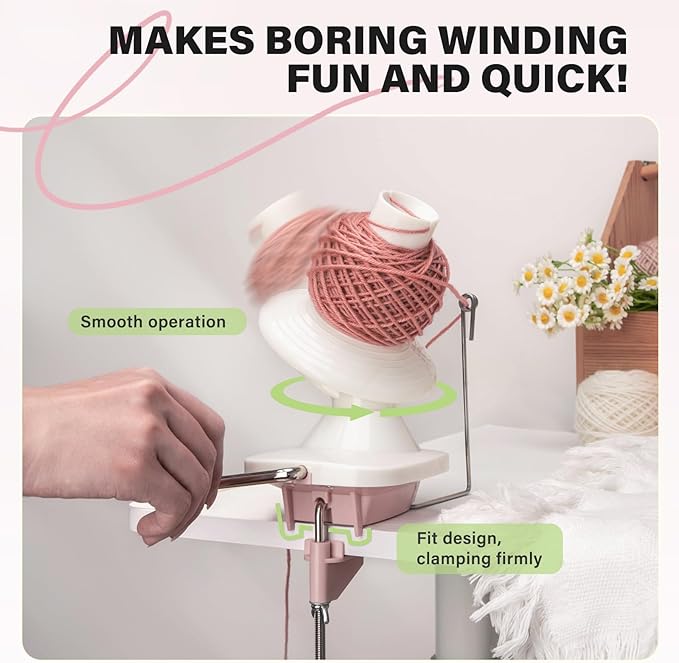 INMAKER Yarn Winder, Ball Winder for Crocheting & Knitting, Quick Install Portable Yarn Spinner, Essential Tool for Crafting Enthusiasts