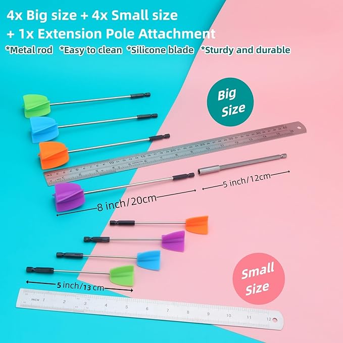 4/Large+4/Small Sizes Silicone Resin Mixer Paddles,Reusable Reusable Paint and Resin Mixer Paddle to Mix Epoxy Resin, Paint, Ceramic Glaze and Reduce Bubbles - Paint Mixer for Drill (4/Large+4/Small)