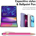 12 PCS 2 in 1 Stylus Ballpoint Pen with Stylus Tip, 1.0 mm Black Ink Metal Pen Stylus Pen for Touch Screens (Rose Gold & Pink)