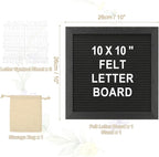 PATIKIL Felt Letter Board, 10x10Inches Black Wooden Changeable Message Board with Storage Bag Stand for Kitchen Menu Farmhouse Decor Notes, White Letter