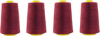Mandala Crafts 4 Pack of Serger Threads Cones Spools - 40S/2 24000 Yards Polyester Maroon Threads for Sergers Machine and Overlock Quilting Sewing Machine