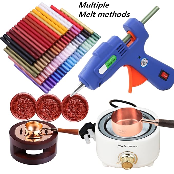 Rose Wax Seal Sticks, ONWINPOR 20pcs Glue Gun Wax Sealing Sticks for Waxseal Stamp, Mini Sealingwaxsticks Suit for 0.28''Glue Gun (Rose Red)