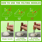 IMZAY Needles Felting Tools, 8"x10" Felting Pad, Large Needle Felting Mat, 90 Pcs Felting Needles, Felting Supplies with Wood Handles & Wool Needles for DIY Crafts