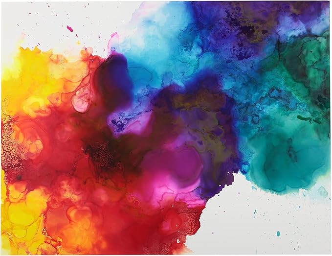 Alcohol Ink - Fluorescent Set, 7 Pieces | 10 Sheets 9x12 Multimedia Paper | Fast-Drying, Permanent, Transparent Alcohol Inks for Gloss Paper, Glass, Metal | 25 ml Bottles