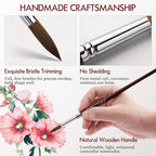 Sable Hair Watercolor Brushes Professional,9pcs Mop Round Fine Tip Detail Watercolor Paint Brush Set,Ideal for Gouache Acrylic Ink Painting