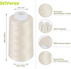 4 Pack Light Beige Thread of 3000 Yards Each, All Purpose Polyester Thread for Sewing, Overlock, Quilting, Piecing