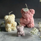 3D Bowtie Rose Bear Candle Mold - Teddy Bear Silicone Mold for DIY Handmade Soaps, Epoxy Resin Crafts, Father's Day Gifts, Birthday Gifts, Valentine's Day Gifts & Home Decorations