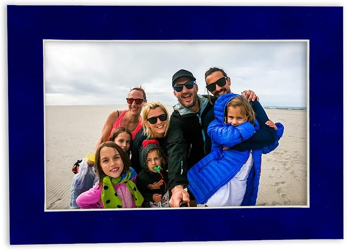Pack of Ten Acid Free 11x14 Mats Bevel Cut for 8.5x11 Photos - Royal Blue Suede Precut Matboards With Backing Boards and Self Seal Photo Mat Bags For Pictures, Photos, Framing - 4-ply Thickness