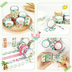 12 Rolls Fruits Washi Tapes, Hawaiian Leaves Cactus Masking Tapes, Colorful Fruits Decorative Adhesive for Scrapbook Journals DIY Craft Gift Wrapping Birthday Thanksgiving Christmas Party Decor 16.4Ft