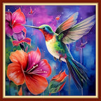 Redxing Stamped Cross Stitch Kits Full Range of Embroidery Starter Kits- Needlepoint Counted Cross Stitch Kits for Beginner Adults 11CT Printed Embroidery Kit-Hummingbirds Gather Honey 18x18 inch