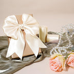 LaRibbons Nude Satin Ribbon 3 Inch 10 Yards Double Faced Luxury Nude Silk Ribbon for Gift Wrapping Flower Bouquets Bow Christmas Wedding Party Decoration