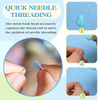Fteven Needle Threaders, 30Pcs Sewing Needle Threader Gourd Shaped, Embroidery Needle Threader for Hand Sewing and Sewing Machine with Clear Storage Box