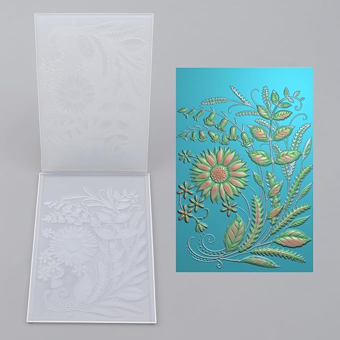 BAOFALI 3D Embossing Folders Sunflowers Leaves Textured for Card Making,Embossing Template Paper Card Embossing Stencil for DIY Scrapbooking Photo Album Card Paper Craft Decoration 6.3" L x 4.5" W