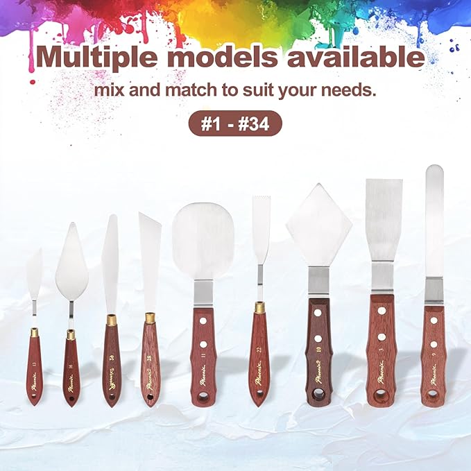 MECCANIXITY Pack of 1 Palette Knife No.13, 8.4" Long Palette Knives with Stainless Steel Flexible Spatula Pallet Knife and Wood Handle for Scraping, Mixing, Oil Acrylic Painting Canvas